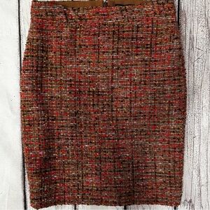 J.Crew Tweed Pencil Skirt Size 00 Brown Red Textured Career‎ Classic